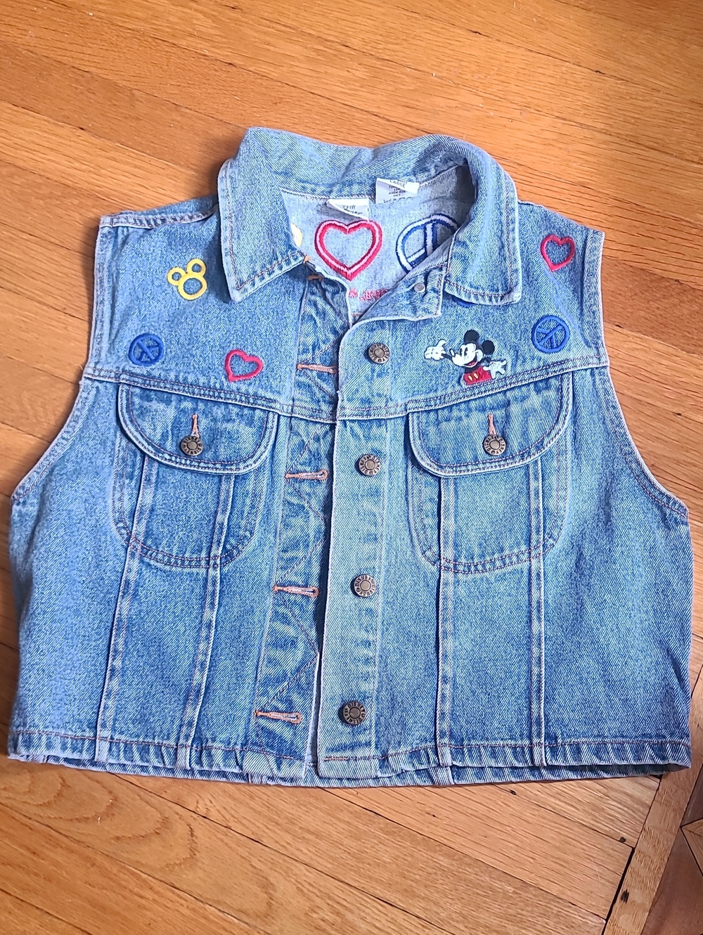 Vintage Mickey Denim Embroidered Vest Disney